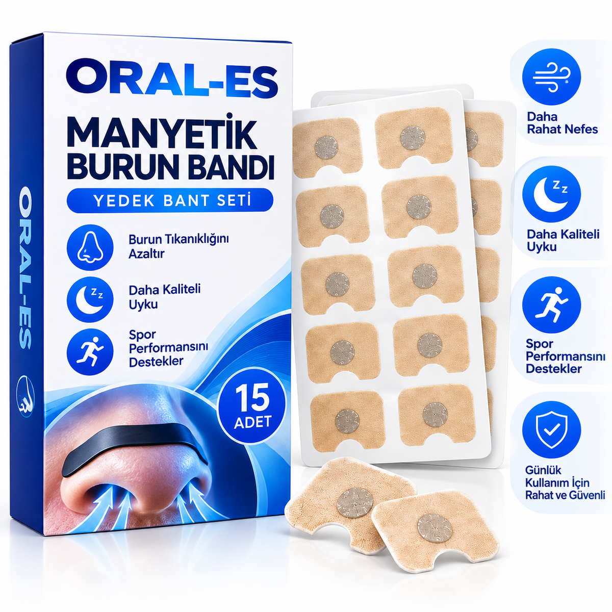 ORAL-ES™ - Manyetik Burun Bandı Yedeği 15 Adet